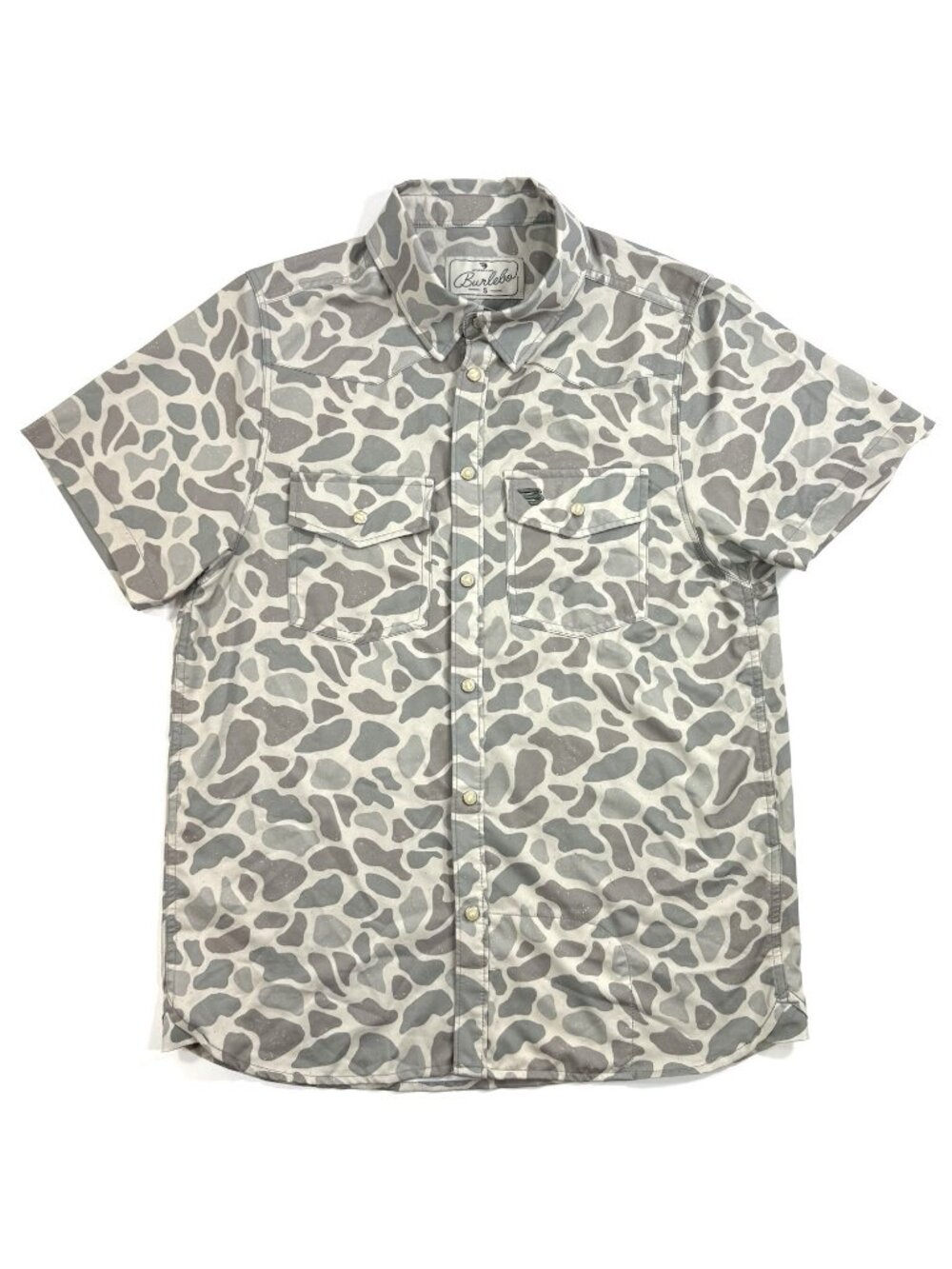 Burlebo Mens Performance Western Shirt Size Small Classic Deer Camo Short Sleeve